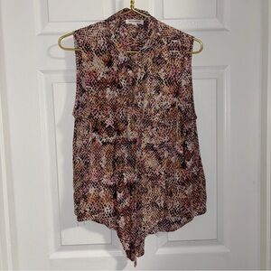 Beachlunchlounge blouse black/pink/brown/white snskeskin collar button up ties